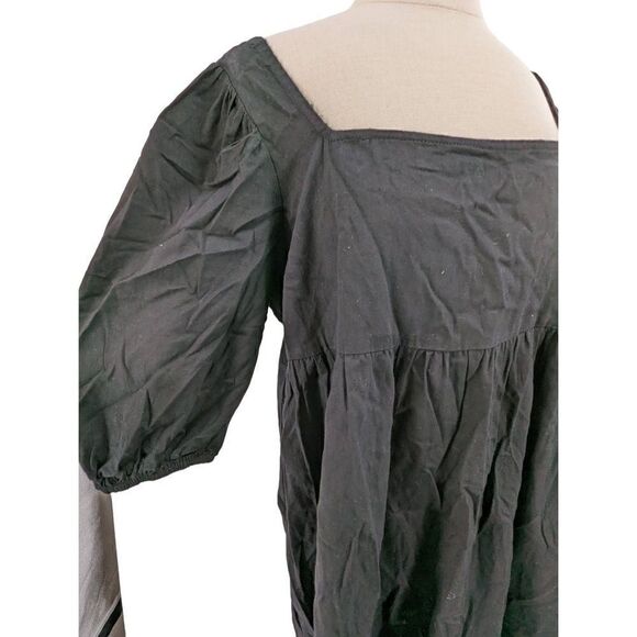 Lumiere Women Black Square Neck Cotton Mini Dress Size Large - Picture 3 of 12